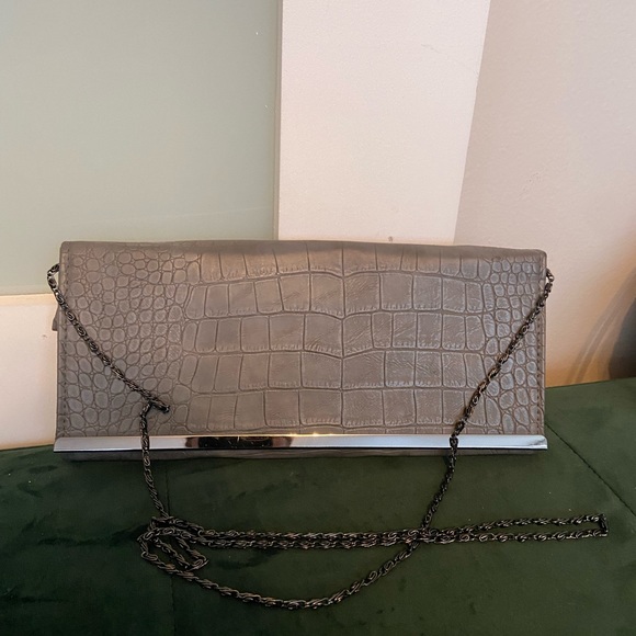 Aldo grey faux croc print clutch - Picture 2 of 5